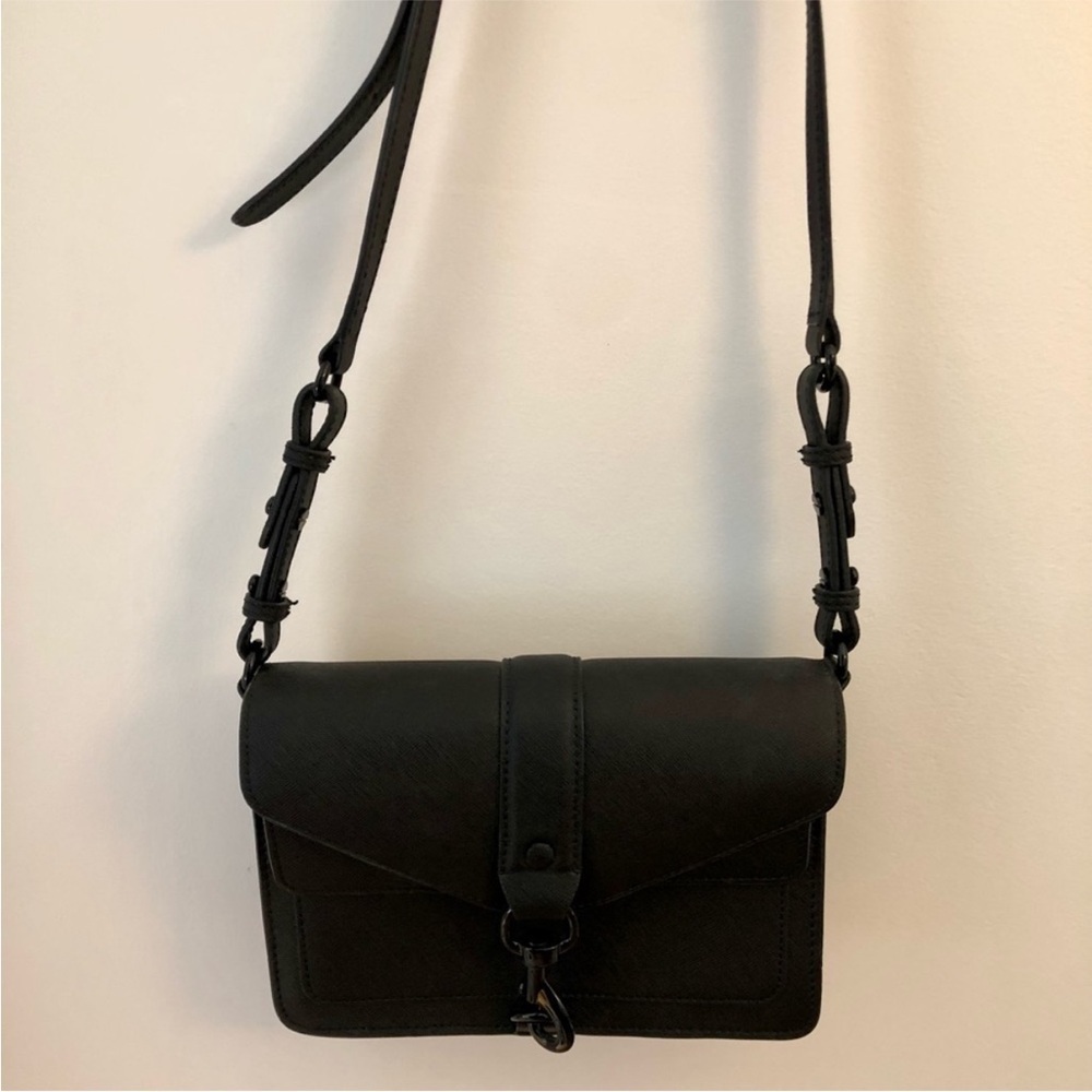 Rebecca Minkoff Hudson Mini Moto Saffiano Leather Crossbody Purse Bag - Picture 2 of 11